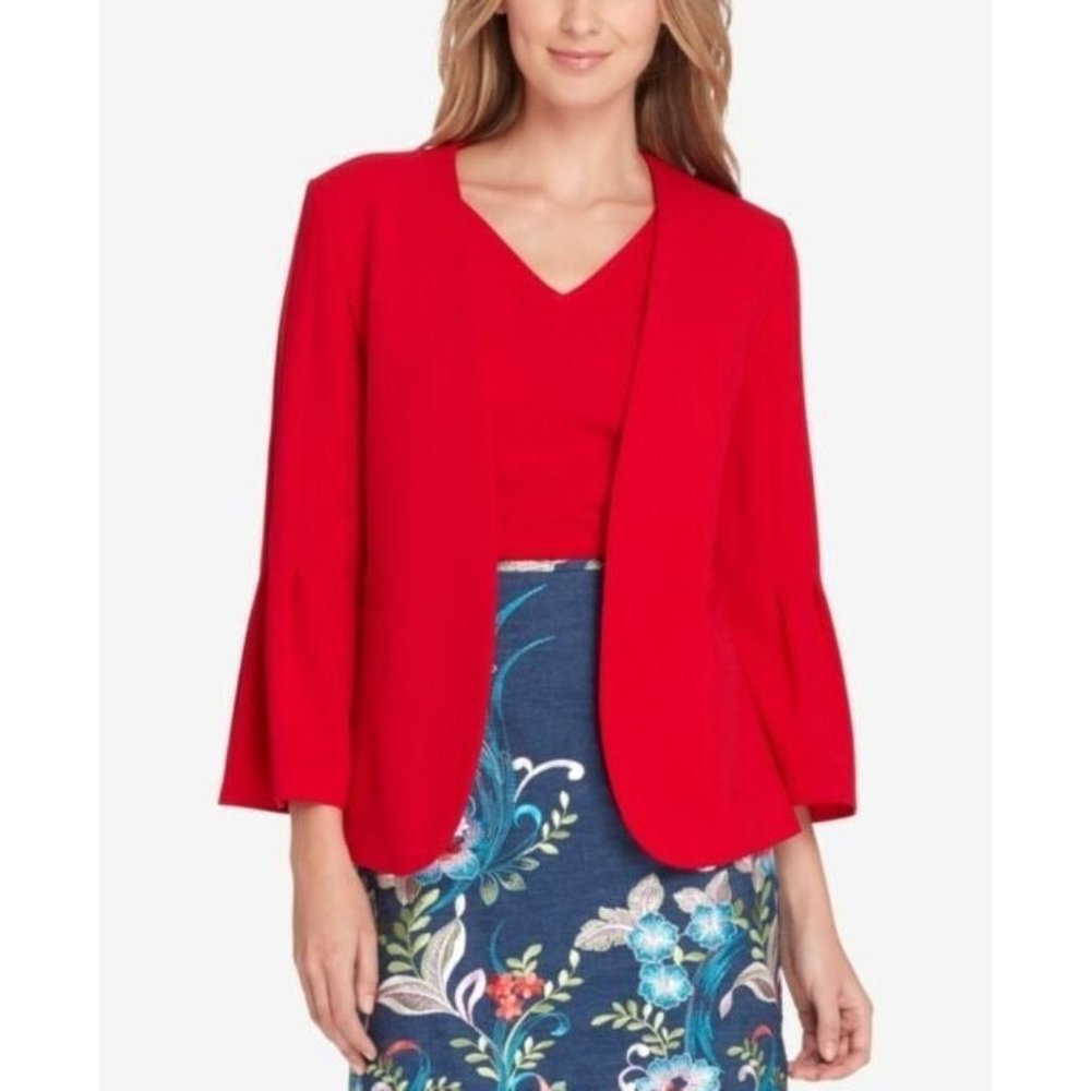 Tahari ASL open front Blazer Jacket 8 Red